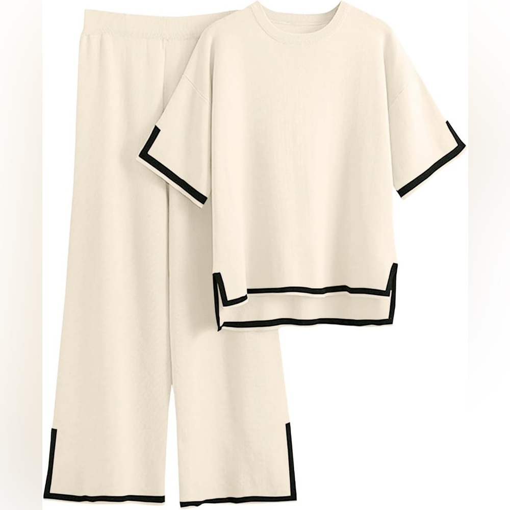 New - Ekouaer 2-PC Short Sleeve Top & Wide-Leg Pants Set,  Sz XL - XXL